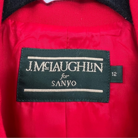 J. Mclaughlin For Sanyo Red Lined Long Sleeve Button Up Notched Lapel Blazer - Picture 3 of 14